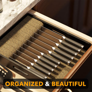 SpaceAid Large Knife Drawer Organizer Bamboo Insert Dock, Kitchen Steak Knives Holder Organizers Block for Drawer in Storage Organization (Large)