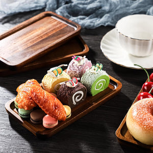 YellRin Wood Serving Trays Set of 4 Wooden Serving Platters for Home Decor, Cheese, Fruit, Vegetables, Charcuterie, Appetizer Serving Tray