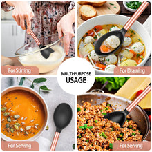 Load image into Gallery viewer, Pack of 2 Large Silicone Cooking Spoons,Non Stick Solid Basting Spoon,Heat-Resistant Kitchen Utensils for Mixing,Serving,Draining,Stirring (BLACK)