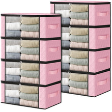 Load image into Gallery viewer, HomeHacks Storage 3-Pack Clothes Organizer Storage Bags Foldable Storage Box with Large Clear Window Sturdy Handles for Closet, Dorm, Pillows, Bedding, Clothes, Blankets, 35L, Gray