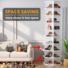 Load image into Gallery viewer, SpaceAid 7 Tier Rotating Shoe Rack Tower, Spinning Shoe Display Lazy Susan, Revolving 360 Shoe Rack Storage Round Carousel, Vertical Handbag Rotate Shoes Closet Organization (7-Tier White)