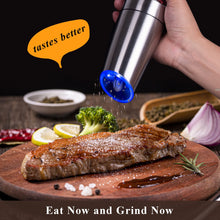Load image into Gallery viewer, Automatic Eletric Salt and Pepper Grinder Shakers Set, Battery Operated, Must Haves from TikTok, Silver, 2 Pack