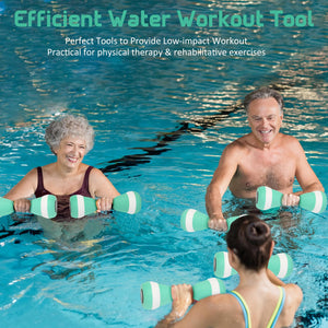 2PACK Aquatic Exercise Dumbbells, EVA Foam Barbells, Water Weights for Pool Exercise, Water Dumbbells for Men Women Water Workouts, Swimming Training