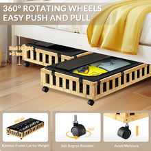 Load image into Gallery viewer, 2 Pack Bamboo Under Bed Storage with Wheels, 39”x20”x7.8” Lager Under Bed Storage Containers (Brown)