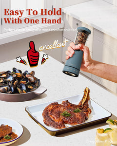 Electric Salt and Pepper Grinder, Stainless Steel Rechargeable Salt and Pepper Grinder Set with 4.5 oz Large Capacity, 1.8" Wide Mouth, Adjustable Coarseness, Ideal for Kitchen