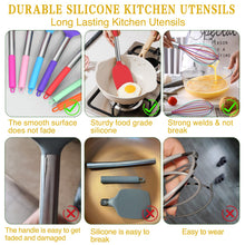 Load image into Gallery viewer, Silicone Cooking Utensil Set, Umite Chef 15pcs Silicone Cooking Kitchen Utensils Set, Non-stick - Best Kitchen Cookware with Stainless Steel Handle - Black