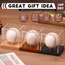 Load image into Gallery viewer, JupDec Baseball Display Case, Clear Cube Baseball Holder with Wooden Base, Autograph Baseball Stand Box for Single Ball, Acacia Wood, Black, 1 Pack