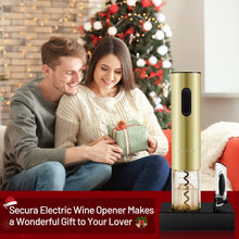 Load image into Gallery viewer, Secura Electric Wine Opener, Automatic Bottle Corkscrew Opener with Foil Cutter, Rechargeable (Champagne Gold)