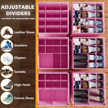 Load image into Gallery viewer, SpaceAid Shoe Organizer for Closet, 2 Pack Foldable Shoe Storage Containers Baskets Boxes Bins w/Adjustable Dividers, Fits 16-32 Pairs, Black