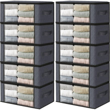 Load image into Gallery viewer, HomeHacks Storage 3-Pack Clothes Organizer Storage Bags Foldable Storage Box with Large Clear Window Sturdy Handles for Closet, Dorm, Pillows, Bedding, Clothes, Blankets, 35L, Gray