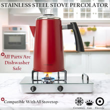 Load image into Gallery viewer, Mixpresso Stainless Steel Stovetop Coffee Percolator, 52 oz Classic Percolator Coffee Pot, Excellent As Camping Pot, 12 Cup Stainless Steel Camping Coffee Makers, Cool-Touch Handle.
