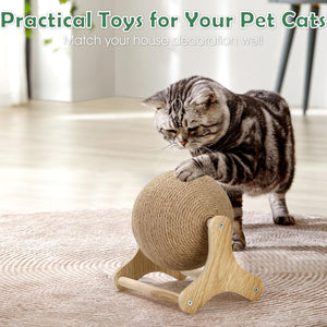 Outamateur Sisal Cat Scratching Ball, Cat Scratcher Ball Toy with Stable Stand, Interactive Exercise Toy for Small Pet Interactive Exercise and Play