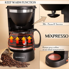 Load image into Gallery viewer, Mixpresso 8-Cup Drip Coffee Maker Programmable, Coffee Pot Machine Including Reusable &amp; Removable Coffee Filter, Black Electric Coffee Maker