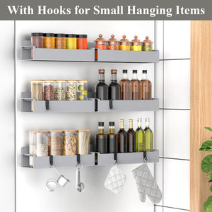 4 Pack Magnetic Spice Rack Organizer for Refrigerator and Oven, Black Fridge Organizers and Storage for Kitchen