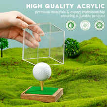 Load image into Gallery viewer, JupDec Baseball Display Case - Clear Cube Baseball Holder with Wooden Base, Autograph Stand Box for Single Ball, Acacia Wood, Brown, 1 Pack