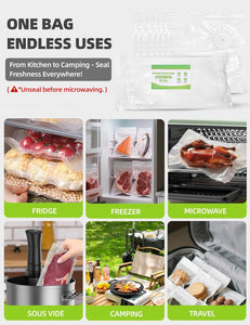 Vacuum Sealer Bags, Reusable Vacuum Zipper Bag, BPA Free Heavy Duty Vacuum Storage Bag for Food, Medium Size 15 Bags