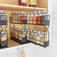 Load image into Gallery viewer, SpaceAid Pull Out Spice Rack Organizer for Cabinet, Heavy Duty Slide Out Seasoning Kitchen Organizer, Cabinet Organizer, with Labels, 5.2&quot; W x10.75 D x10 H, 2 Drawers 2-Tier