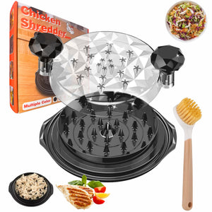 Meat Shredder Tool | 10” BPA Free Chicken & Pork Food Shredder with 360° Rotating Lid - Meal Prep Essentials - Non-Slip Base, Dishwasher Safe, and Includes Cleaning Brush