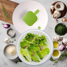 Load image into Gallery viewer, Brieftons QuickPush Salad Spinner: Large 6.3-Quart Vegetable Washer Dryer Strainer Drainer, Easy One-Handed Handle &amp; Brake, Fast Spin Cycles, Compact Storage, to Wash, Clean &amp; Dry Vegetables, Fruits