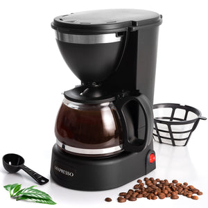 Mixpresso 8-Cup Drip Coffee Maker Programmable, Coffee Pot Machine Including Reusable & Removable Coffee Filter, Black Electric Coffee Maker