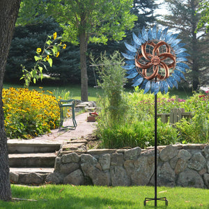 WONDER GARDEN Wind Spinner - Wind Spinners Outdoor, Outdoor Metal Windmills, 4.4 Ft Retro Brown Wind Sculptures Spinner Lawn Ornaments Wind Spinner for Yard, Lawn and Garden