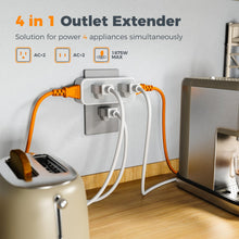 Load image into Gallery viewer, Surge Protector Outlet Extender, TESSAN Multi Plug Splitter with 4 Electrical Outlets 3 USB Ports(1 USB C), Multiple Plug Mini Wall Expander for Home Bathroom Office Dorm Room Essentials