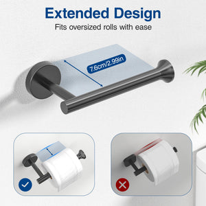 Toilet Paper Holder Wall Mount Bathroom Paper Roll Holder Tissue Handle Stainless Steel for Farmhouse Kitchen Matte Black