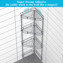 Load image into Gallery viewer, 4 Tier Floor Standing Corner Shower Caddy Organizer Shelf with Hooks, Bathroom Shelves Stand Rack, Black