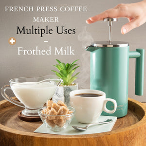 Mixpresso Stainless Steel French Press Coffee Maker 27 Oz 800 ml, Double Wall Insulated French Press Stainless Steel & Tea Brewer Easy Clean & Easy Press Strong Quality Metal Coffee Press.