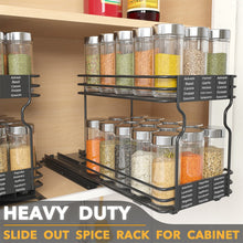 Load image into Gallery viewer, SpaceAid Pull Out Spice Rack Organizer for Cabinet, Heavy Duty Slide Out Seasoning Kitchen Organizer, Cabinet Organizer, with Labels, 4.5&quot; W x10.75 D x8.5 H, 1 Drawer 2-Tier