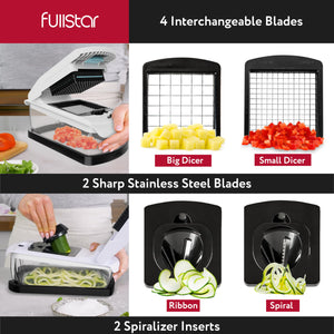Vegetable Chopper & Mandoline Slicer for Kitchen - Food Chopper with Container, Cheese Grater, Home Essentials & Kitchen Gadgets (Lite - 9 in 1)