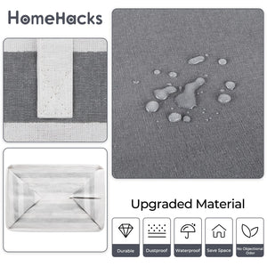 HomeHacks 2 Pack Large Laundry Baskets, Waterproof, Freestanding Laundry Hampers, Collapsible Clothes Hamper with Reinforced Handles in Laundry Room, College Dorm, Bathroom, Bedroom (Grey, 75Lx2)