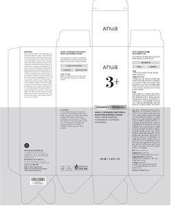ANUA 3 Ceramide Panthenol Moisture Barrier Cream, Hydrating Face Moisturizer for Normal Skin, Panthenol, Ceramide, Centella for Skin Barrier Non Comedogenic, Korean Skincare (100ml/ 3.38 fl. oz.)