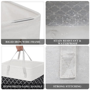 HomeHacks Laundry Baskets 2-Pack, Laundry Hamper with Long Handles, Collapsible Waterproof Clothes Hamper, Durable Tall Laundry Bin, Clothes Hamper for Bedroom, Bathroom, Dorm, Toys, 75L, Grey