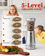 Load image into Gallery viewer, Electric Salt and Pepper Grinder, Stainless Steel Rechargeable Salt and Pepper Grinder Set with 4.5 oz Large Capacity, 1.8&quot; Wide Mouth, Adjustable Coarseness, Ideal for Kitchen