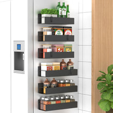 Load image into Gallery viewer, Metal 4 Pack Magnetic Spice Storage Rack Organizer for Refrigerator and Oven, Black Fridge Organizers and Storage