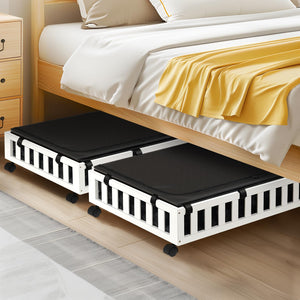2 Pack Bamboo Under Bed Storage with Wheels, 39”x20”x7.8” Lager Under Bed Storage Containers (Brown)