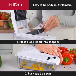 Fullstar Vegetable Chopper, Mandoline Slicer - Cheese Grater, Food Chopper with Container, Kitchen Gadgets, Home Essentials (6-in-1, White/Black)
