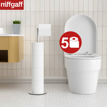 Load image into Gallery viewer, Toilet Paper Holder Stand and Dispenser for 4 Spare Rolls, Stainless Steel Free-Standing Toilet Tissue Paper Roll Storage Shelf