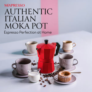 Mixpresso 3 Cup Moka Pot Coffee Maker for Gas, Electric Stove Top, Classic Italian Espresso Maker, Stovetop for Camping, Makes 5 Oz Cuban Coffee