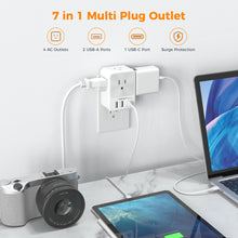 Load image into Gallery viewer, Surge Protector Wall Outlet Extender, TESSAN Multi Plug Outlet Splitter with 3 USB Charging Blocks(1 USB C), Multi Plug Wall Charger for Home, Office, School, College Dorm Essentials