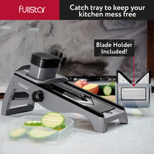 Load image into Gallery viewer, Mandoline Slicer for Kitchen – Stainless Steel Vegetable Cutter &amp; Cheese Grater with Adjustable Blades, Safety Glove &amp; Catch Tray Included (7-in-1, Silver)