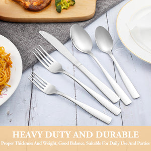 MUTNITT 30 Pcs Silverware Set Service for 6,Premium Stainless Steel Flatware Set,Mirror Polished Cutlery Utensil Sets,Durable Kitchen Eating Tableware Sets,Include Fork Knife Spoon,Dishwasher Safe
