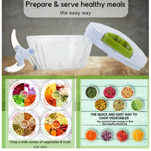 Load image into Gallery viewer, Brieftons QuickPull Manual Food Chopper: Large 4-Cup Powerful Hand Pull Chopper/Mincer/Mixer Blender to Chop Onion, Garlic, Vegetables, Fruits, Herbs for Salsa, Salad, Pesto, Puree, Indian Cooking