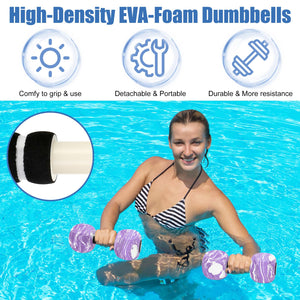 Water Dumbbells, 2PACK Aquatic Exercise Dumbbells, EVA Foam Barbells for Men Women Youth Water Workouts