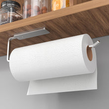 Load image into Gallery viewer, Paper Towel Holder Under Cabinet - Wall Mounted Paper Towel Holder No Drilling, Adhesive Under Cabinet Roll Holder, Black Kitchen Towel Holder, 31 x 8 x 3.5 cm, Aluminum, Black
