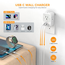 Load image into Gallery viewer, Surge Protector Wall Outlet Extender, TESSAN Multi Plug Outlet Splitter with 3 USB Charging Blocks(1 USB C), Multi Plug Wall Charger for Home, Office, School, College Dorm Essentials