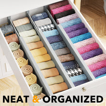 Load image into Gallery viewer, SpaceAid Bamboo Dresser Drawer Dividers 6 Pack, 4.65“ High Adjustable 12.5“-17” Drawer Organizers, Expandable Organization for Clothing, Clothes, Dressers, Natural