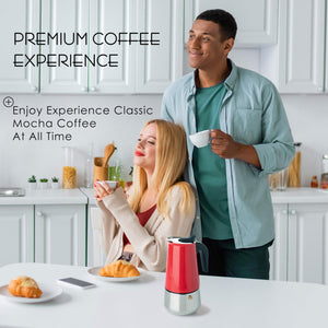 Mixpresso 9 Cup Greca Stovetop Espresso Maker 450ml/15oz, Moka Pot with Coffee Percolator Design, Stainless Steel Stove Top Coffee Maker for Camping or Home Use, Italian Coffee Maker Stovetop