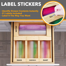 Load image into Gallery viewer, SpaceAid Bag Storage Organizer for Kitchen Drawer, Bamboo Organizer, Compatible with Gallon, Quart, Sandwich and Snack Variety Size Bag (4 Pack)